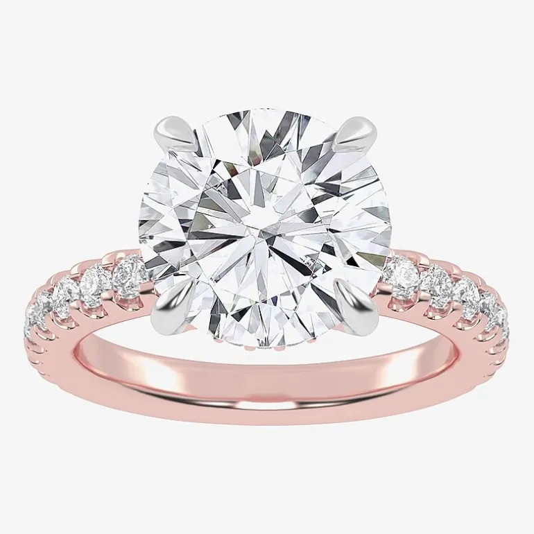 (G-H / Si1-Si2) Womens 2 1/4 CT. T.W. Lab Grown White Diamond 14K Gold Round Side Stone Engagement Ring