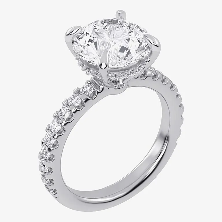 (G-H / Si1-Si2) Womens 2 1/4 CT. T.W. Lab Grown White Diamond 14K Gold Round Side Stone Engagement Ring
