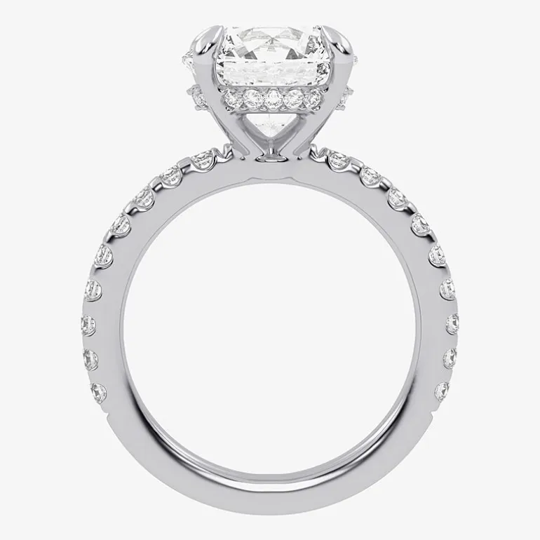 (G-H / Si1-Si2) Womens 2 1/4 CT. T.W. Lab Grown White Diamond 14K Gold Round Side Stone Engagement Ring