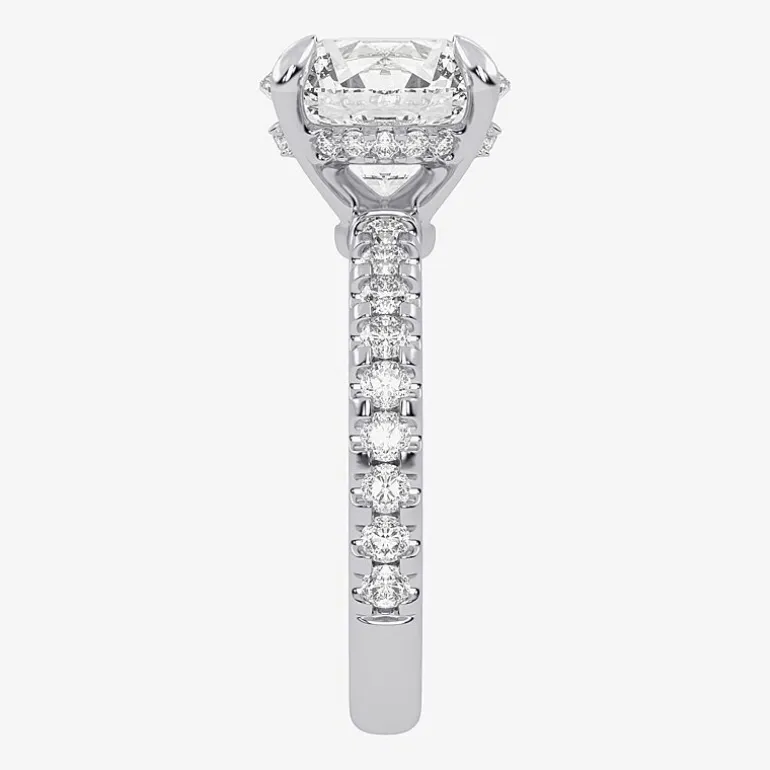 (G-H / Si1-Si2) Womens 2 1/4 CT. T.W. Lab Grown White Diamond 14K Gold Round Side Stone Engagement Ring