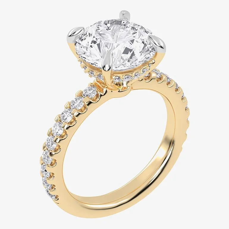 (G-H / Si1-Si2) Womens 2 1/4 CT. T.W. Lab Grown White Diamond 14K Gold Round Side Stone Engagement Ring