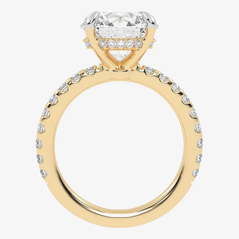 (G-H / Si1-Si2) Womens 2 1/4 CT. T.W. Lab Grown White Diamond 14K Gold Round Side Stone Engagement Ring