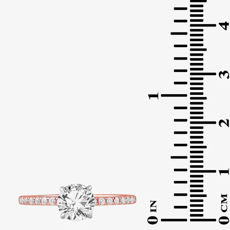 (G-H / Si1-Si2) Womens 2 1/4 CT. T.W. Lab Grown White Diamond 14K Gold Round Side Stone Engagement Ring