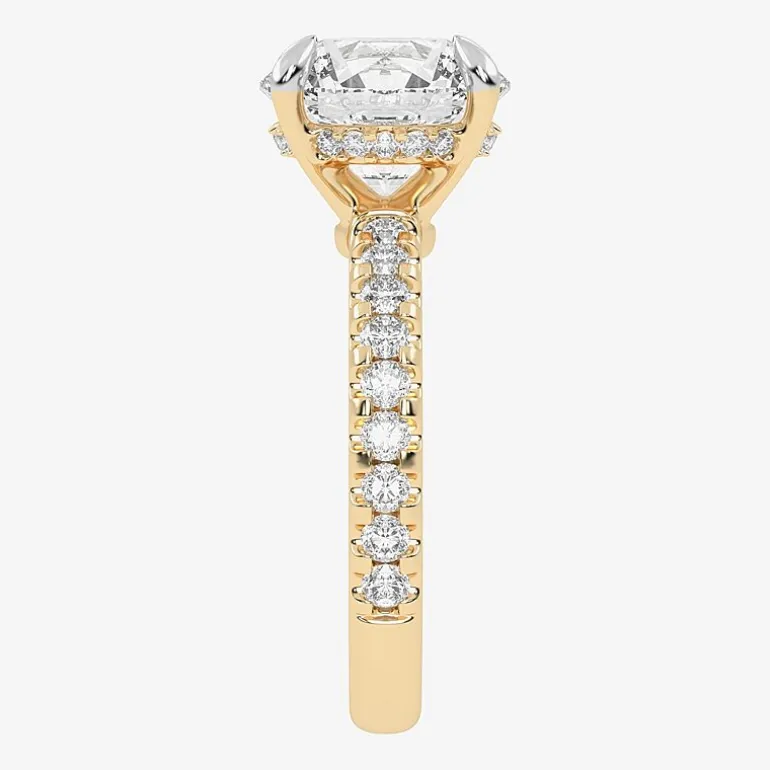 (G-H / Si1-Si2) Womens 2 1/4 CT. T.W. Lab Grown White Diamond 14K Gold Round Side Stone Engagement Ring