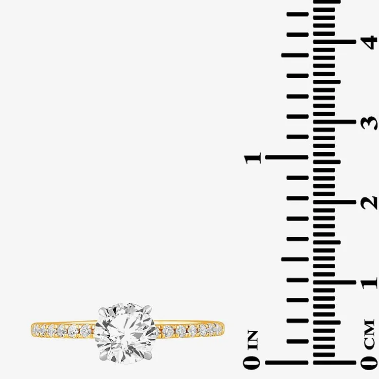(G-H / Si1-Si2) Womens 2 1/4 CT. T.W. Lab Grown White Diamond 14K Gold Round Side Stone Engagement Ring
