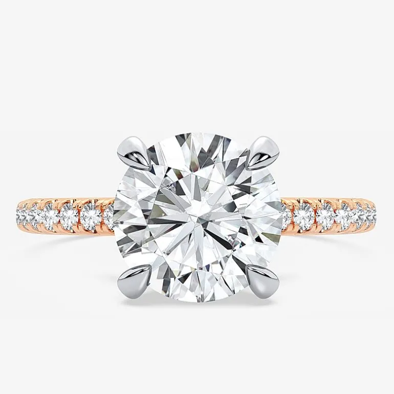 (G-H / Si1-Si2) Womens 2 1/4 CT. T.W. Lab Grown White Diamond 14K Gold Round Side Stone Engagement Ring