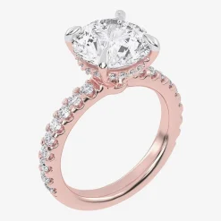 (G-H / Si1-Si2) Womens 2 1/4 CT. T.W. Lab Grown White Diamond 14K Gold Round Side Stone Engagement Ring
