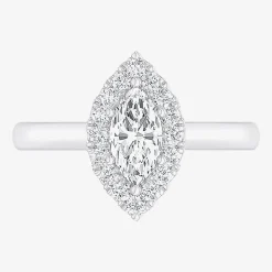 (G-H/SI1-SI2) Womens 1 CT. T.W. Lab Grown White Diamond 10K Gold Marquise Halo Engagement Ring