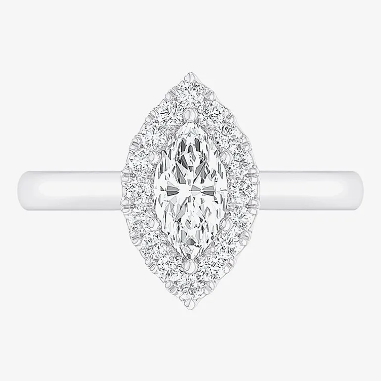 (G-H/SI1-SI2) Womens 1 CT. T.W. Lab Grown White Diamond 10K Gold Marquise Halo Engagement Ring