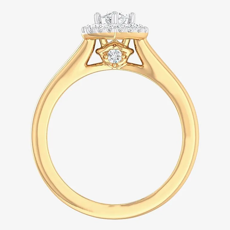 (G-H/SI1-SI2) Womens 1 CT. T.W. Lab Grown White Diamond 10K Gold Marquise Halo Engagement Ring