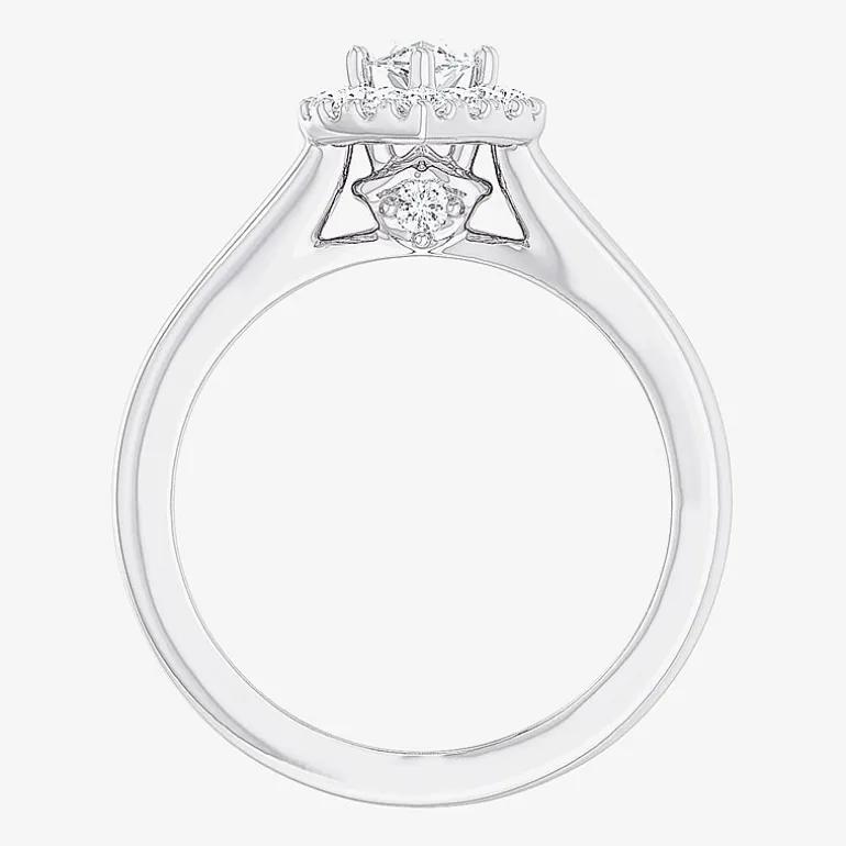 (G-H/SI1-SI2) Womens 1 CT. T.W. Lab Grown White Diamond 10K Gold Marquise Halo Engagement Ring