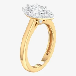 (G-H/SI1-SI2) Womens 1 CT. T.W. Lab Grown White Diamond 10K Gold Marquise Halo Engagement Ring