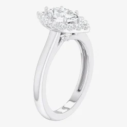 (G-H/SI1-SI2) Womens 1 CT. T.W. Lab Grown White Diamond 10K Gold Marquise Halo Engagement Ring