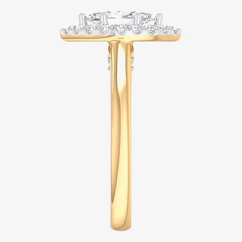 (G-H/SI1-SI2) Womens 1 CT. T.W. Lab Grown White Diamond 10K Gold Marquise Halo Engagement Ring