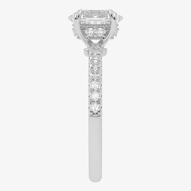 (G-H / Si1-Si2) Womens 1 CT. T.W. Lab Grown White Diamond 10K Gold Oval Side Stone Engagement Ring