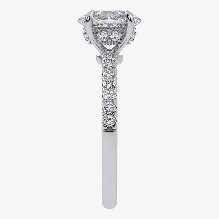 (G-H / Si1-Si2) Womens 1 CT. T.W. Lab Grown White Diamond 10K Gold Oval Side Stone Engagement Ring