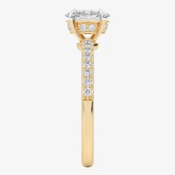 (G-H / Si1-Si2) Womens 1 CT. T.W. Lab Grown White Diamond 10K Gold Oval Side Stone Engagement Ring