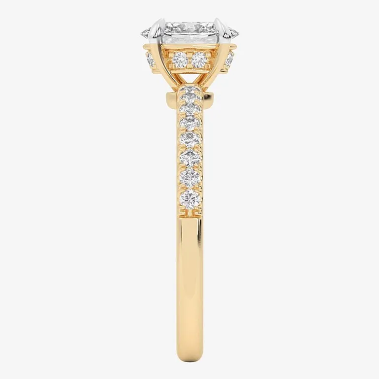 (G-H / Si1-Si2) Womens 1 CT. T.W. Lab Grown White Diamond 10K Gold Oval Side Stone Engagement Ring