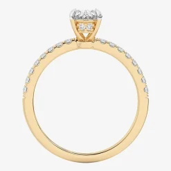 (G-H / Si1-Si2) Womens 1 CT. T.W. Lab Grown White Diamond 10K Gold Oval Side Stone Engagement Ring