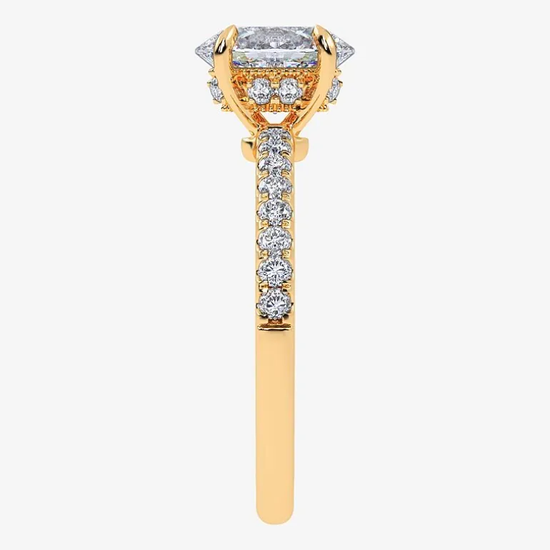 (G-H / Si1-Si2) Womens 1 CT. T.W. Lab Grown White Diamond 10K Gold Oval Side Stone Engagement Ring