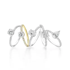 (G-H / Si1-Si2) Womens 1 CT. T.W. Lab Grown White Diamond 10K Gold Oval Side Stone Engagement Ring