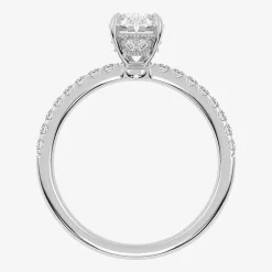 (G-H / Si1-Si2) Womens 1 CT. T.W. Lab Grown White Diamond 10K Gold Oval Side Stone Engagement Ring
