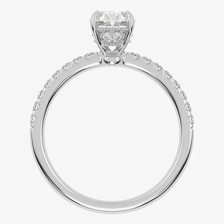 (G-H / Si1-Si2) Womens 1 CT. T.W. Lab Grown White Diamond 10K Gold Oval Side Stone Engagement Ring