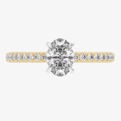 (G-H / Si1-Si2) Womens 1 CT. T.W. Lab Grown White Diamond 10K Gold Oval Side Stone Engagement Ring