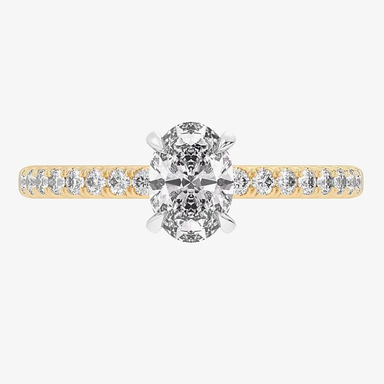 (G-H / Si1-Si2) Womens 1 CT. T.W. Lab Grown White Diamond 10K Gold Oval Side Stone Engagement Ring