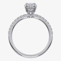 (G-H / Si1-Si2) Womens 1 CT. T.W. Lab Grown White Diamond 10K Gold Oval Side Stone Engagement Ring