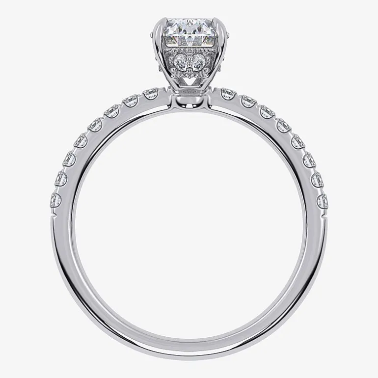(G-H / Si1-Si2) Womens 1 CT. T.W. Lab Grown White Diamond 10K Gold Oval Side Stone Engagement Ring