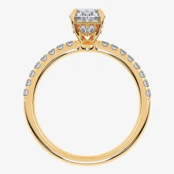 (G-H / Si1-Si2) Womens 1 CT. T.W. Lab Grown White Diamond 10K Gold Oval Side Stone Engagement Ring