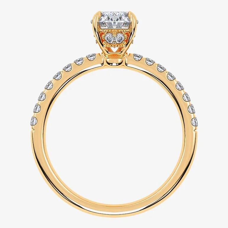 (G-H / Si1-Si2) Womens 1 CT. T.W. Lab Grown White Diamond 10K Gold Oval Side Stone Engagement Ring