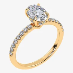(G-H / Si1-Si2) Womens 1 CT. T.W. Lab Grown White Diamond 10K Gold Oval Side Stone Engagement Ring