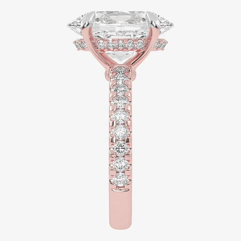 (G-H / Si1-Si2) Womens 2 1/4 CT. T.W. Lab Grown White Diamond 14K Gold Oval Side Stone Engagement Ring