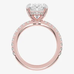 (G-H / Si1-Si2) Womens 2 1/4 CT. T.W. Lab Grown White Diamond 14K Gold Oval Side Stone Engagement Ring