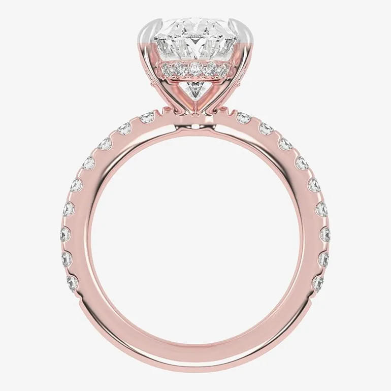 (G-H / Si1-Si2) Womens 2 1/4 CT. T.W. Lab Grown White Diamond 14K Gold Oval Side Stone Engagement Ring