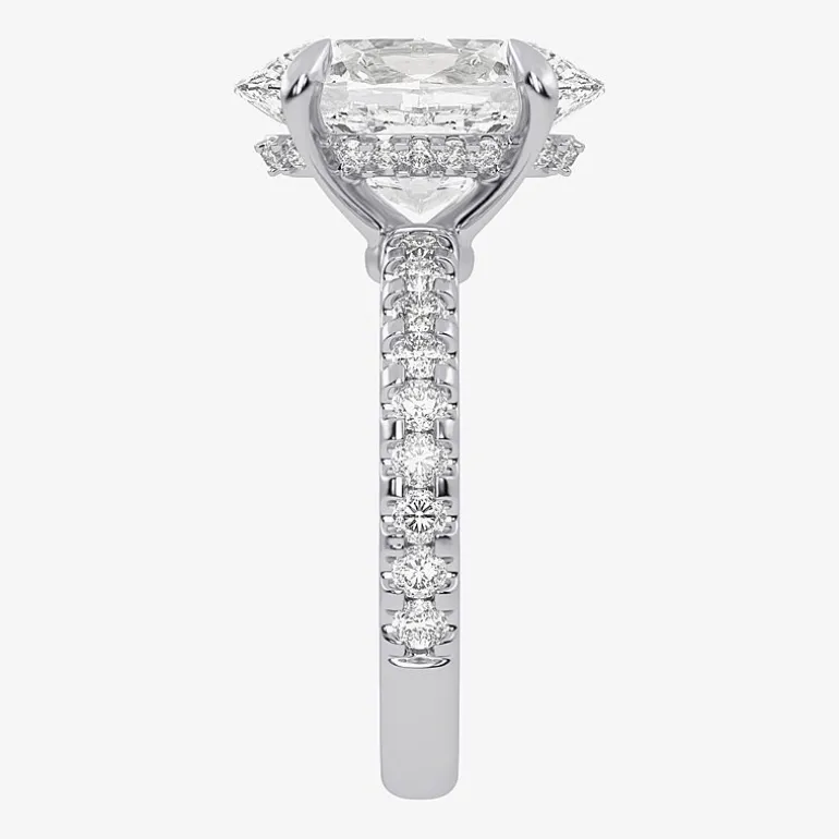 (G-H / Si1-Si2) Womens 2 1/4 CT. T.W. Lab Grown White Diamond 14K Gold Oval Side Stone Engagement Ring
