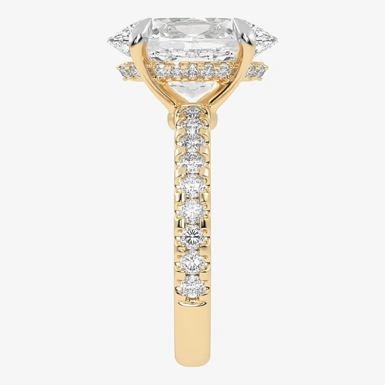 (G-H / Si1-Si2) Womens 2 1/4 CT. T.W. Lab Grown White Diamond 14K Gold Oval Side Stone Engagement Ring