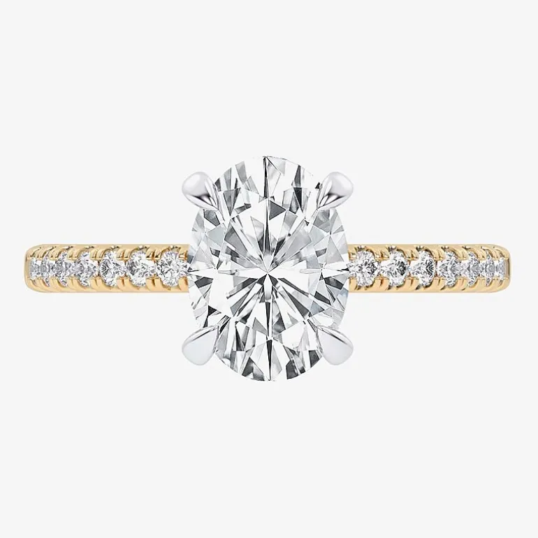 (G-H / Si1-Si2) Womens 2 1/4 CT. T.W. Lab Grown White Diamond 14K Gold Oval Side Stone Engagement Ring