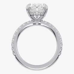(G-H / Si1-Si2) Womens 2 1/4 CT. T.W. Lab Grown White Diamond 14K Gold Oval Side Stone Engagement Ring