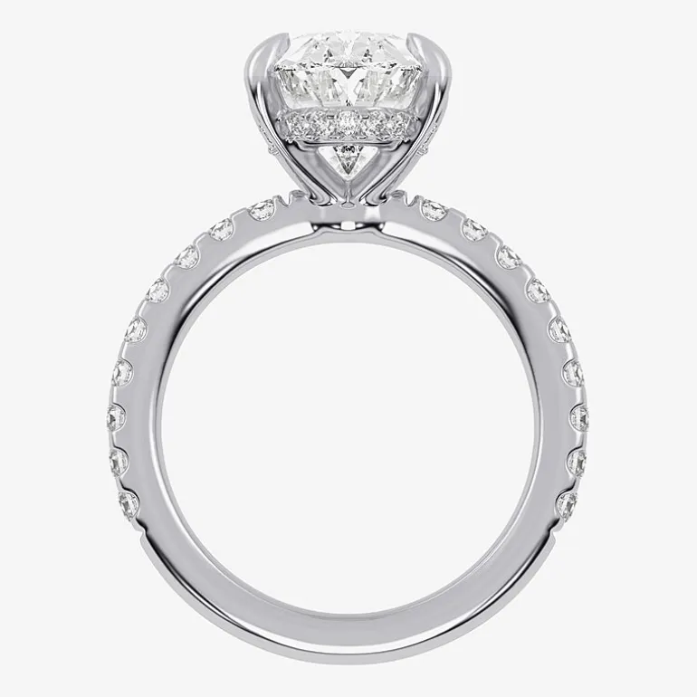 (G-H / Si1-Si2) Womens 2 1/4 CT. T.W. Lab Grown White Diamond 14K Gold Oval Side Stone Engagement Ring