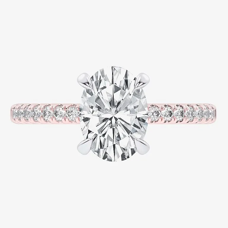 (G-H / Si1-Si2) Womens 2 1/4 CT. T.W. Lab Grown White Diamond 14K Gold Oval Side Stone Engagement Ring