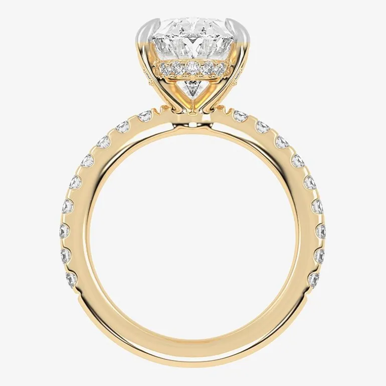(G-H / Si1-Si2) Womens 2 1/4 CT. T.W. Lab Grown White Diamond 14K Gold Oval Side Stone Engagement Ring