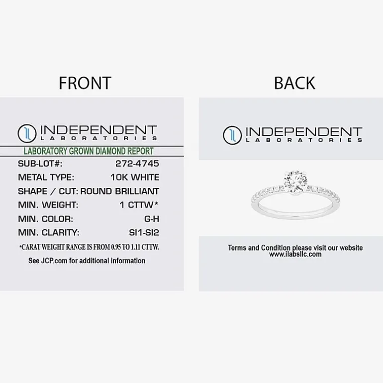 (G-H / Si1-Si2) Womens 1 CT. T.W. Lab Grown White Diamond 10K Gold Round Side Stone Engagement Ring
