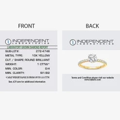 (G-H / Si1-Si2) Womens 1 CT. T.W. Lab Grown White Diamond 10K Gold Round Side Stone Engagement Ring