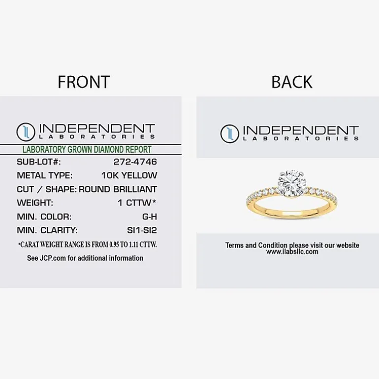 (G-H / Si1-Si2) Womens 1 CT. T.W. Lab Grown White Diamond 10K Gold Round Side Stone Engagement Ring