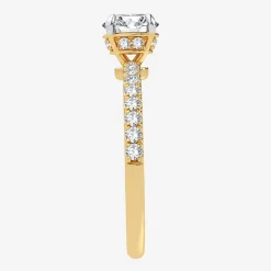 (G-H / Si1-Si2) Womens 1 CT. T.W. Lab Grown White Diamond 10K Gold Round Side Stone Engagement Ring