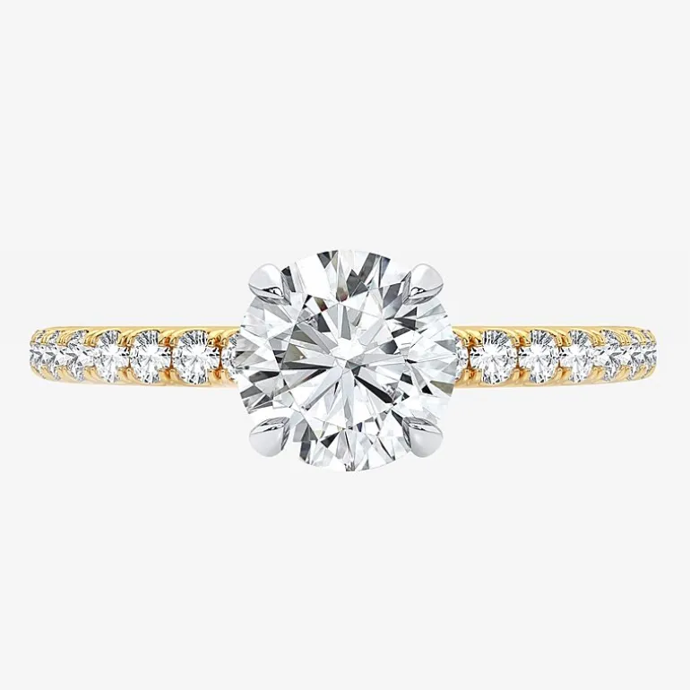 (G-H / Si1-Si2) Womens 1 CT. T.W. Lab Grown White Diamond 10K Gold Round Side Stone Engagement Ring