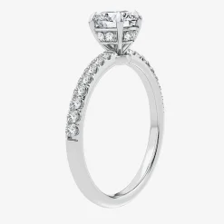 (G-H / Si1-Si2) Womens 1 CT. T.W. Lab Grown White Diamond 10K Gold Round Side Stone Engagement Ring